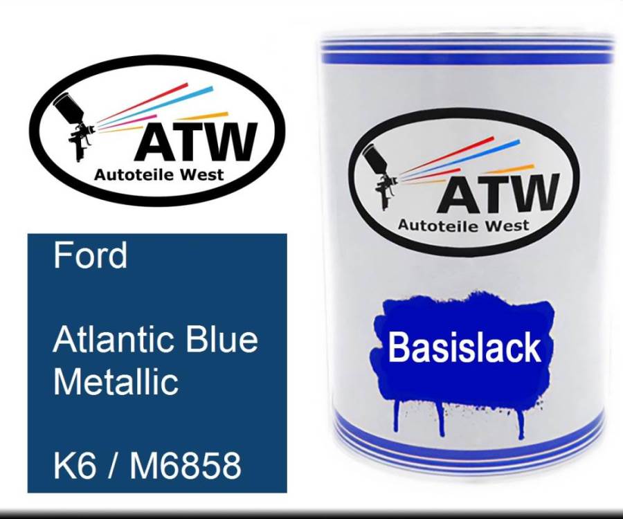 Ford, Atlantic Blue Metallic, K6 / M6858: 500ml Lackdose, von ATW Autoteile West.